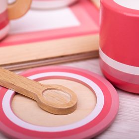 Bigjigs Toys Dřevěná čajová sada růžová, Bigjigs Toys