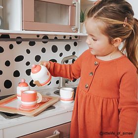 Bigjigs Toys Dřevěná čajová sada růžová, Bigjigs Toys