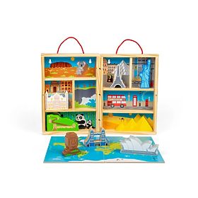 Bigjigs Toys Dřevěná cestovatelská hrací sada