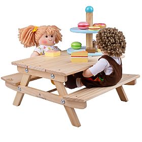 Bigjigs Toys Dřevěná pikniková lavička pro panenky, Bigjigs Toys