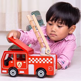 Bigjigs Toys Dřevěné hasičské auto, Bigjigs Toys