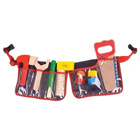 Bigjigs Toys Dřevěné nářadí na červeném opasku, Bigjigs Toys