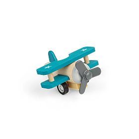 Bigjigs Toys Dřevěné natahovací letadlo Dvouplošník 1 ks, Bigjigs Toys