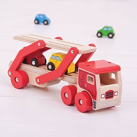 Bigjigs Toys Dřevěný kamion s auty, Bigjigs Toys