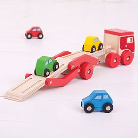 Bigjigs Toys Dřevěný kamion s auty, Bigjigs Toys