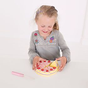 Bigjigs Toys Dřevěný krájecí dort s jahodami, Bigjigs Toys