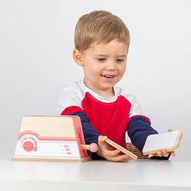 Bigjigs Toys Dřevěný toaster růžový, Bigjigs Toys