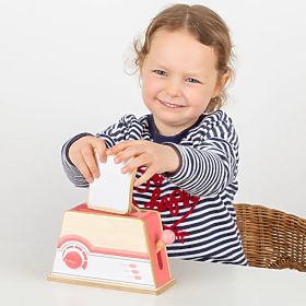 Bigjigs Toys Dřevěný toaster růžový - poškozený obal