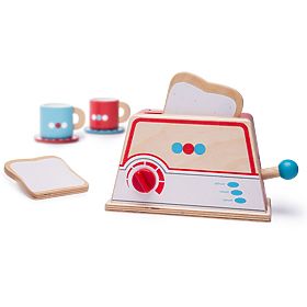 Bigjigs Toys Dřevěný toaster s puntíky, Bigjigs Toys