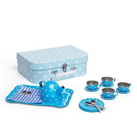 Bigjigs Toys Modrý puntíkovaný čajový set, Bigjigs Toys