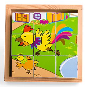 Bigjigs Toys Obrázkové kostky kubusy Zvířátka 9 kostek, Bigjigs Toys