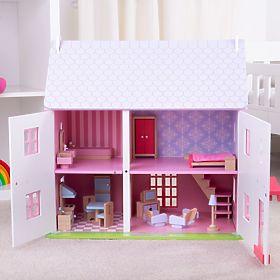 Bigjigs Toys Růžový domek pro panenky, Bigjigs Toys