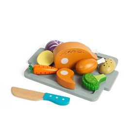 Bigjigs Toys Sada Pečené kuře se zeleninou, Bigjigs Toys