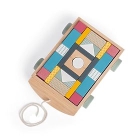 Bigjigs Toys Vozík s dřevěnými kostkami, Bigjigs Toys