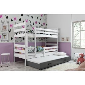 Dětská patrová postel s přistýlkou Erik - bílo-šedá, BMS