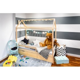 BAZAR Dětská postel domeček Paul 180x80 cm - přírodní - bez úložného prostoru