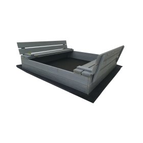 Uzavíratelné pískoviště s lavičkami 120x120 cm - šedé 
