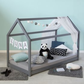 Dětská postel domeček - šedá