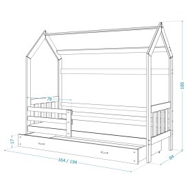 Dětská postel domeček Filip - přírodní-bílá, AJK meble