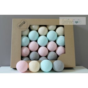 Bavlněné svítící LED kuličky Cotton Balls - pudrové