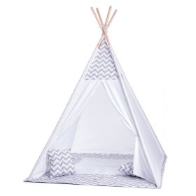 Dětský stan teepee šedo-bílý, Woodyland Woody