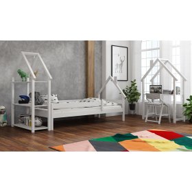 BAZAR - Dětská postel domeček Ollie - bílá 200x90, Litdrew