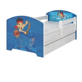 BAZAR -  Dětská postel se zábranou - Jake a piráti ze země Nezemě + úložný prostor 140x70 cm, BabyBoo, Jake and the Never Land Pirates