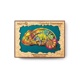 Barevné dřevěné puzzle - chameleon