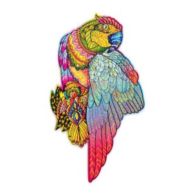 Barevné dřevěné puzzle - papoušek