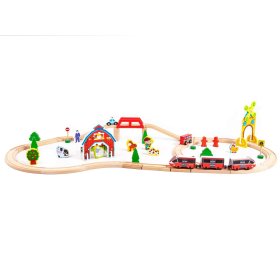 Dřevěná vláčkodráha s elektrickým vláčkem, EcoToys