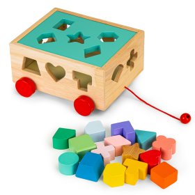 Dřevěný vkládací vozík - třídič tvarů, EcoToys
