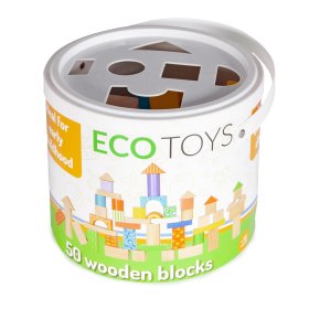 Barevné dřevěné kostky 50 ks, EcoToys