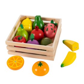 Dřevěná sada ovoce v bedýnce, EcoToys