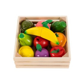 Dřevěná sada ovoce v bedýnce, EcoToys