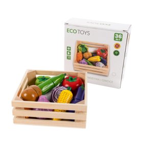 Dřevěná zelenina v bedýnce - 10 ks, EcoToys