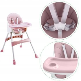 Jídelní židlička Prima 2v1 - růžovobílá, EcoToys