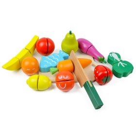 Dřevěné ovoce a zelenina na krájení, EcoToys