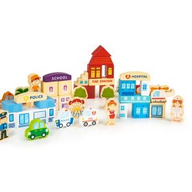 Dřevěná stavebnice - Zábavné město 120 ks, EcoToys