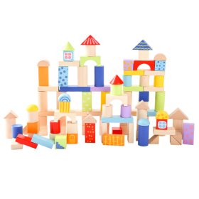 Dřevěné kostky Ecotoys - 100 ks, EcoToys