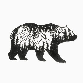 Dřevěný geometrický obraz - Medvěd Hory - různé barvy, Elka Design
