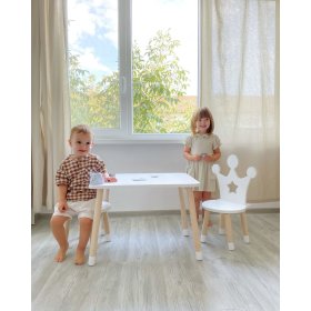 Dětský stůl s židlemi - Koruna - bílý