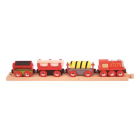 Bigjigs Rail Nákladní vlak červený + 3 koleje, Bigjigs Rail