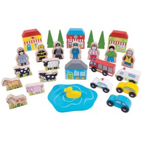 Bigjigs Rail Velká sada příslušenství dřevěné vláčkodráhy, Bigjigs Rail