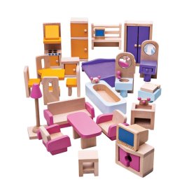 Bigjigs Toys Dřevěný nábytek do domečku pro panenky, Bigjigs Toys