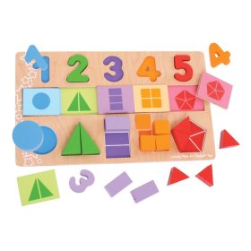 Bigjigs Toys Didaktická deska Čísla, barvy, tvary, Bigjigs Toys