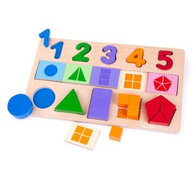 Bigjigs Toys Didaktická deska Čísla, barvy, tvary, Bigjigs Toys
