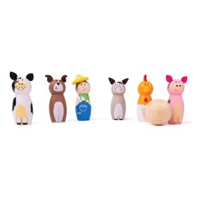 Bigjigs Toys Dřevěné kuželky farma, Bigjigs Toys