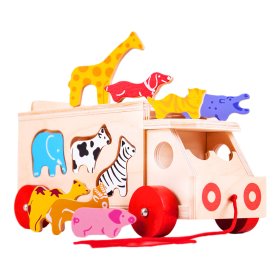 Bigjigs Toys Dřevěné auto se zvířátky