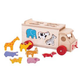Bigjigs Toys Dřevěné auto se zvířátky, Bigjigs Toys