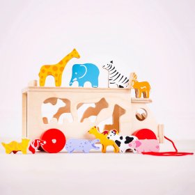 Bigjigs Toys Dřevěné auto se zvířátky, Bigjigs Toys